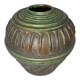Vase boule art déco en terre cuite polychrome vers 1930