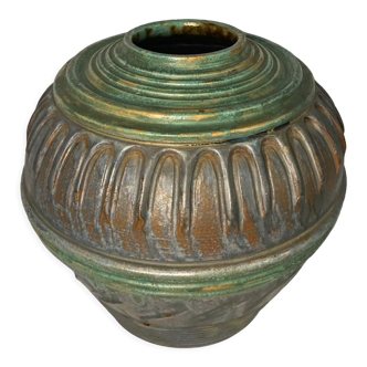 Art Deco vase ball in polychrome terracotta circa 1930