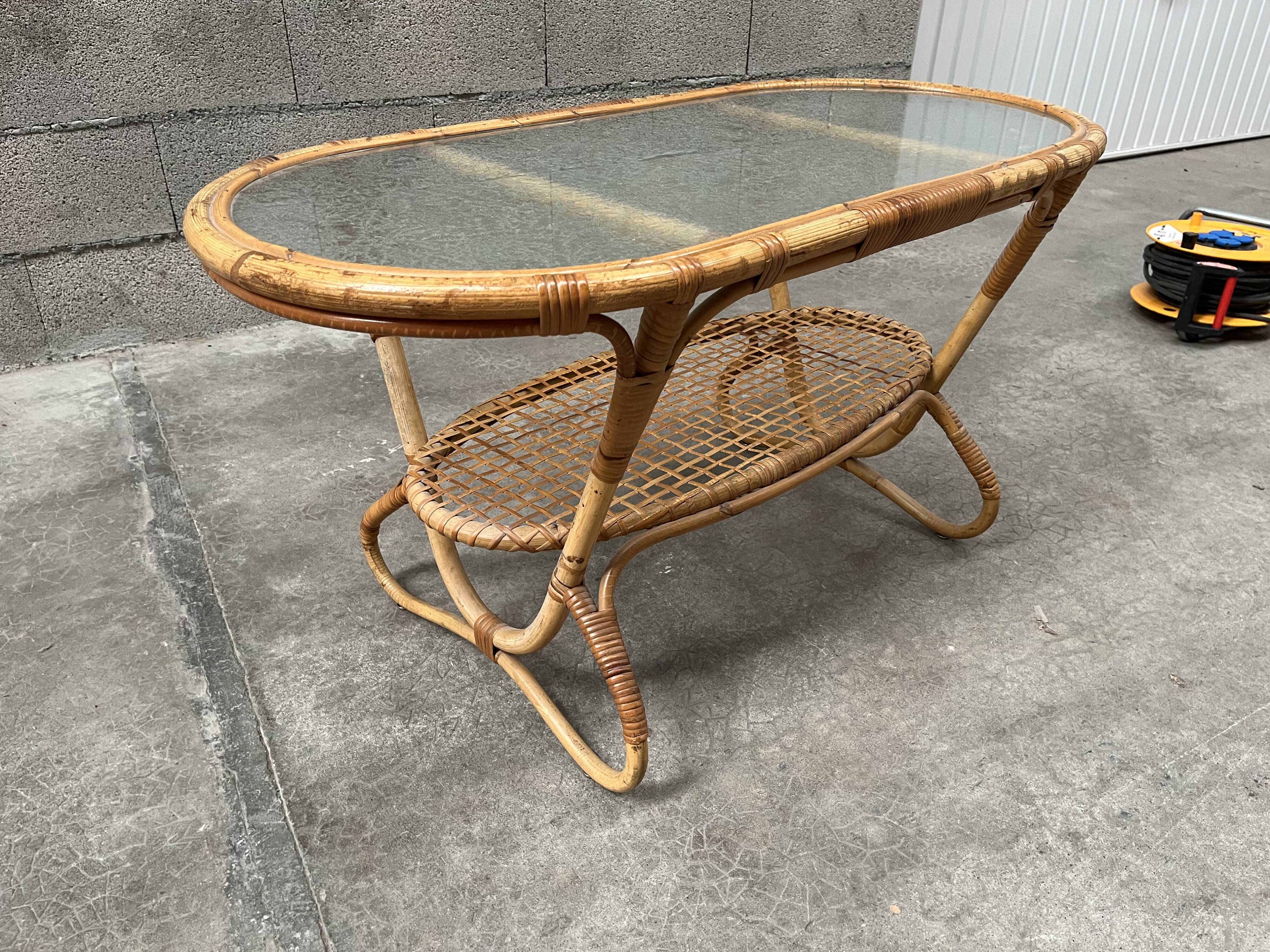 vintage coffee table from the 60s rattan