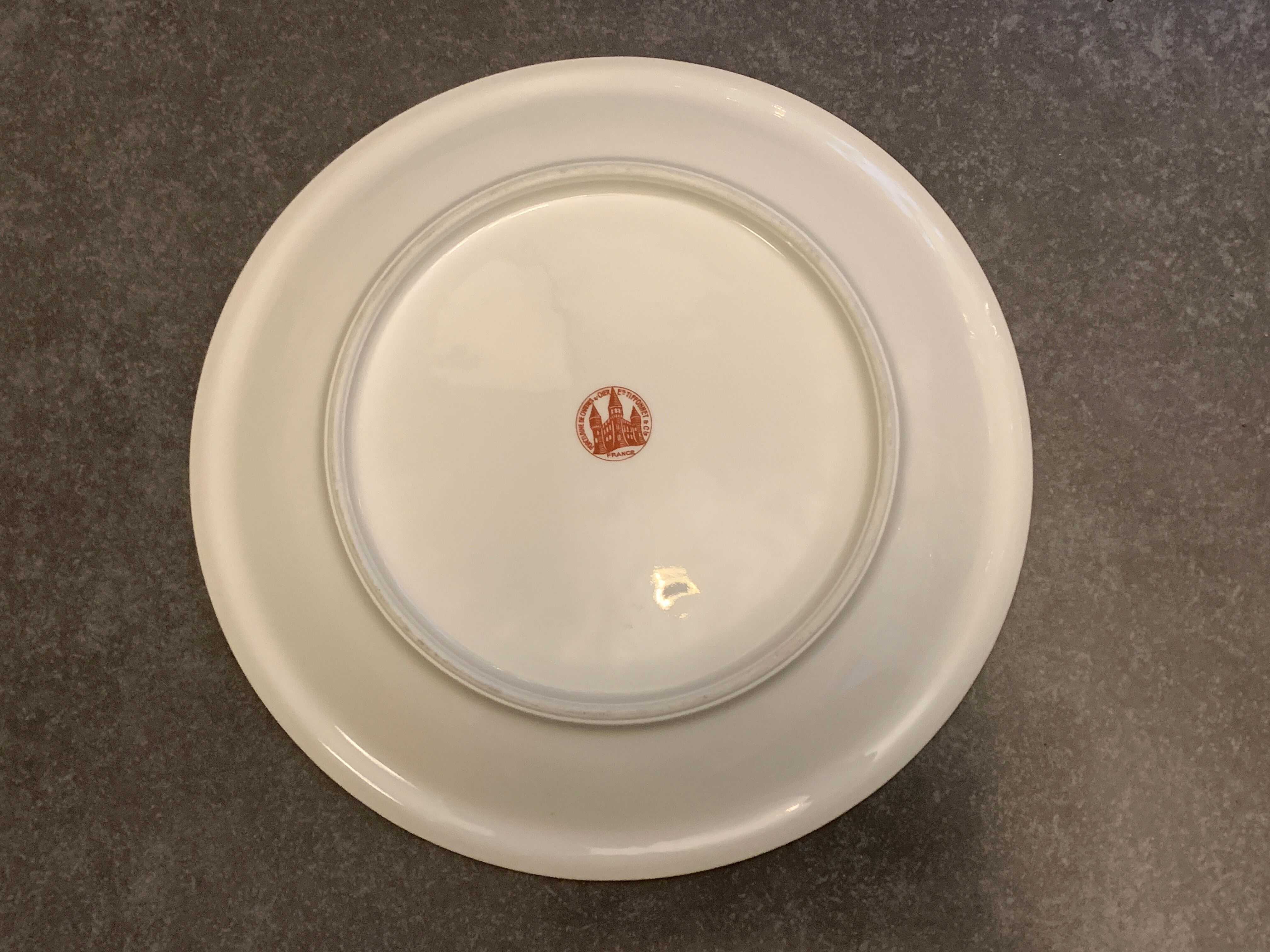 12 flat porcelain plates from Chartres sur Cher, Tiffonnet et Cie