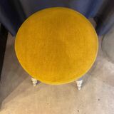 Old stool early 20th century wooden legs and round padded seat