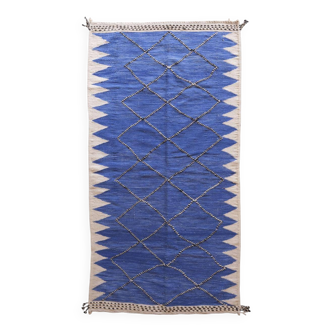 Blue Kilim Rug - 274 x 135 cm