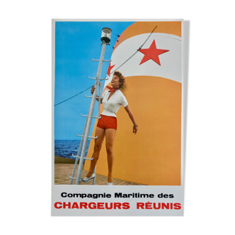 Affiche vintage, Compagnie Maritime des Chargeurs réunis