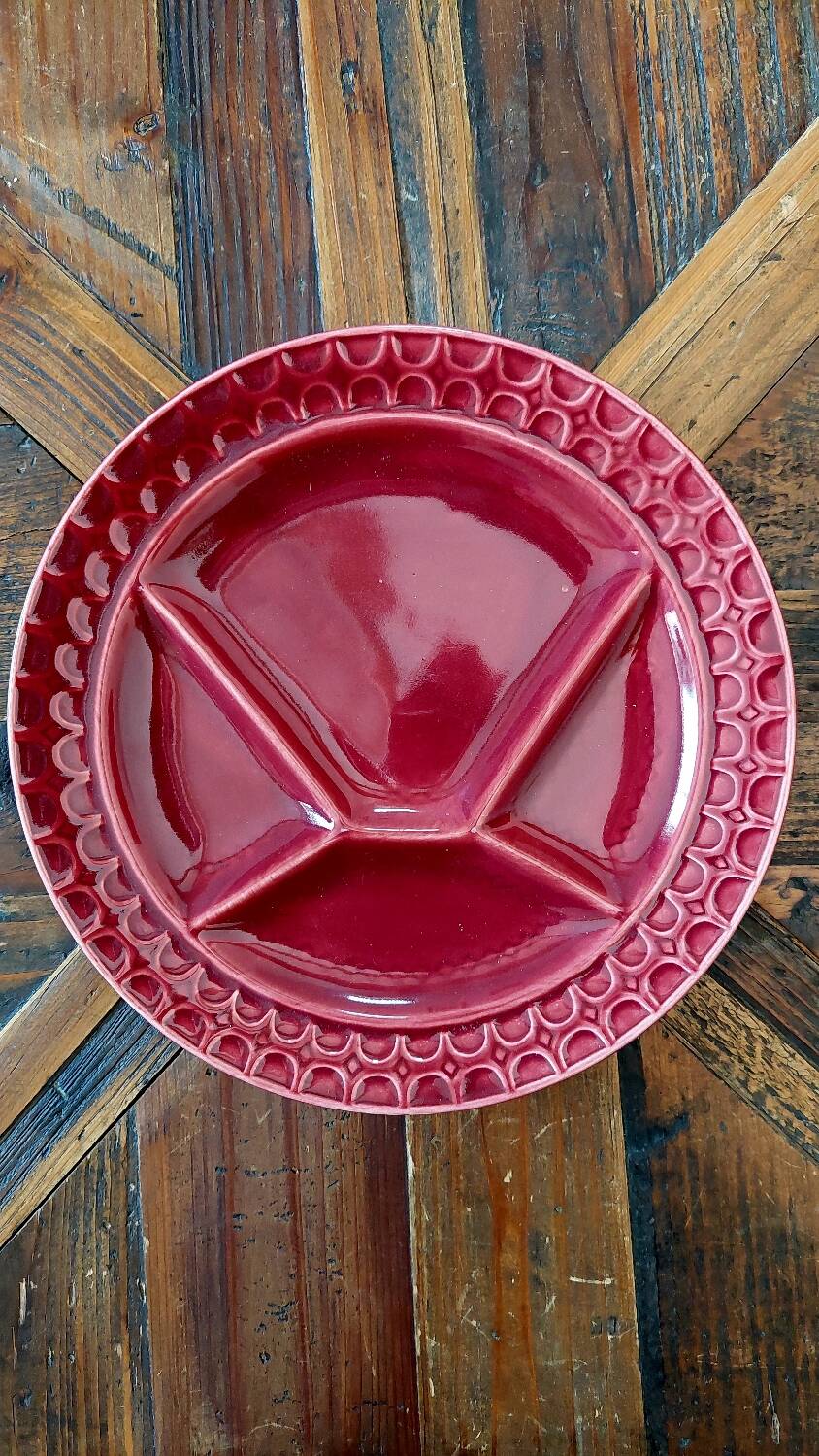 Set of 6 Sarreguemines plates for Burgundy fondue
