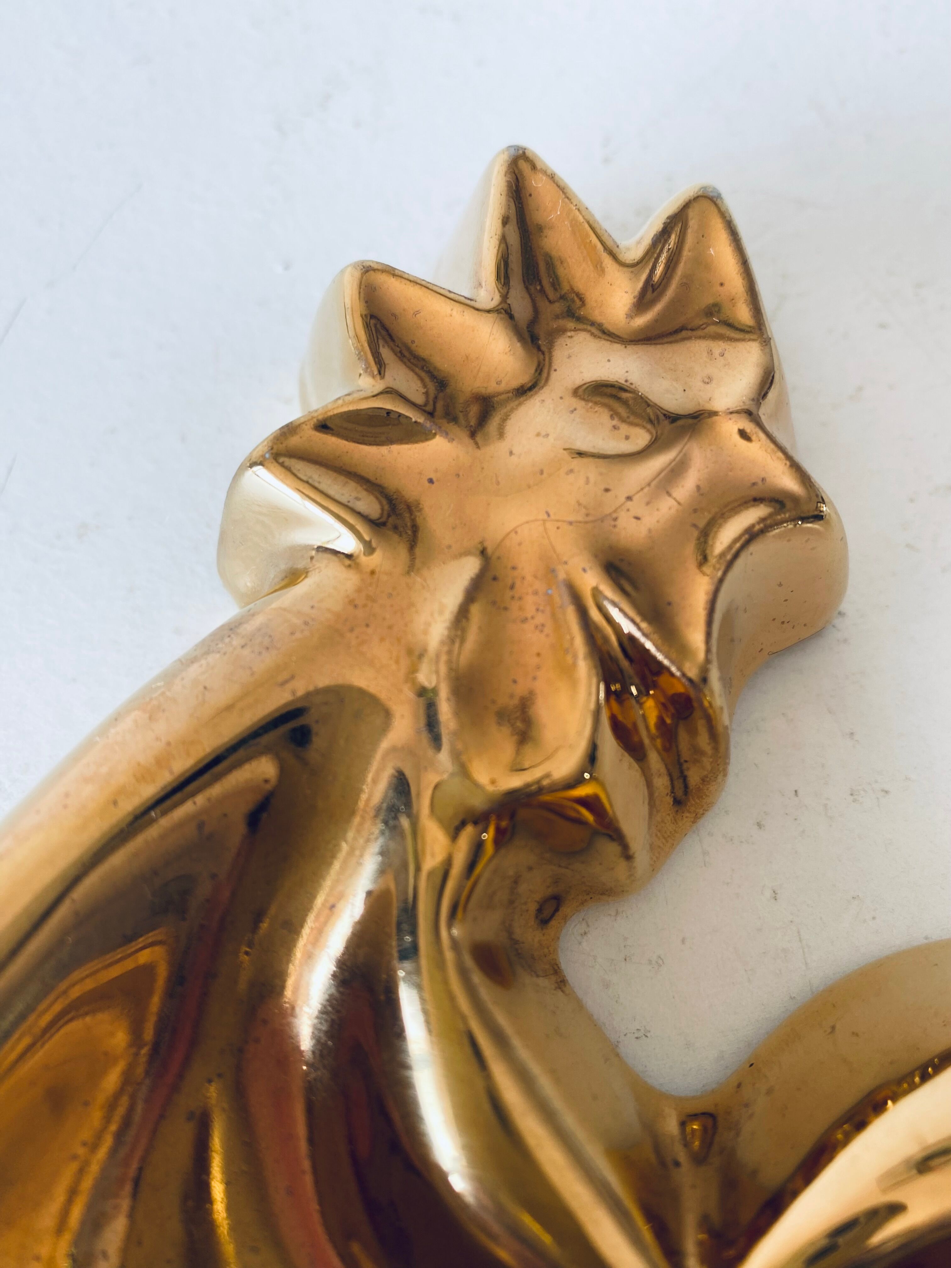 Vintage rooster in gilded ceramic