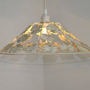 Vintage French Cream and Gold Metal Ceiling Light with Autumn Leaves 5520