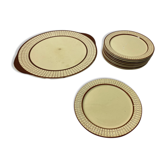 Set 8 dessert plates and dish Longchamp Colmar