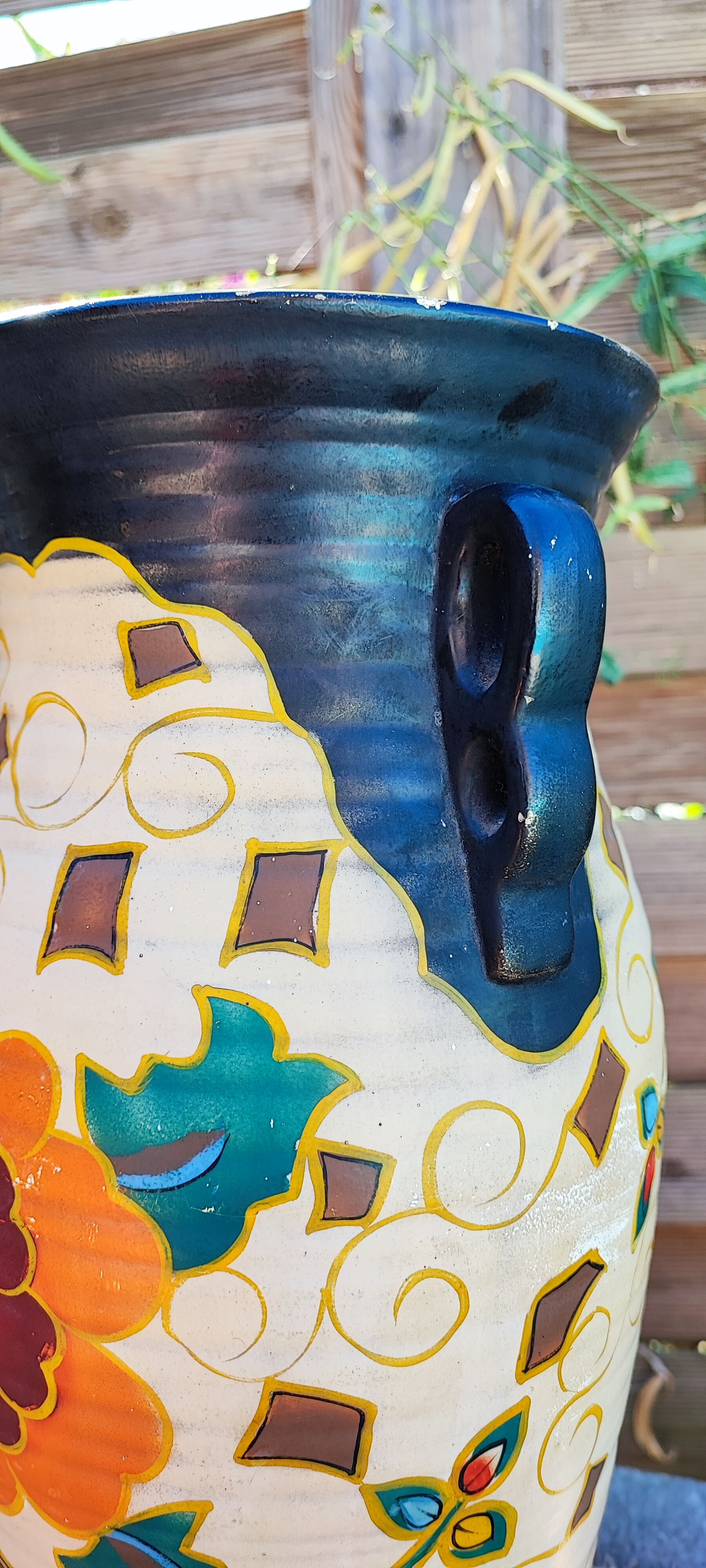 Hand-painted plaster vase Rouen M England
