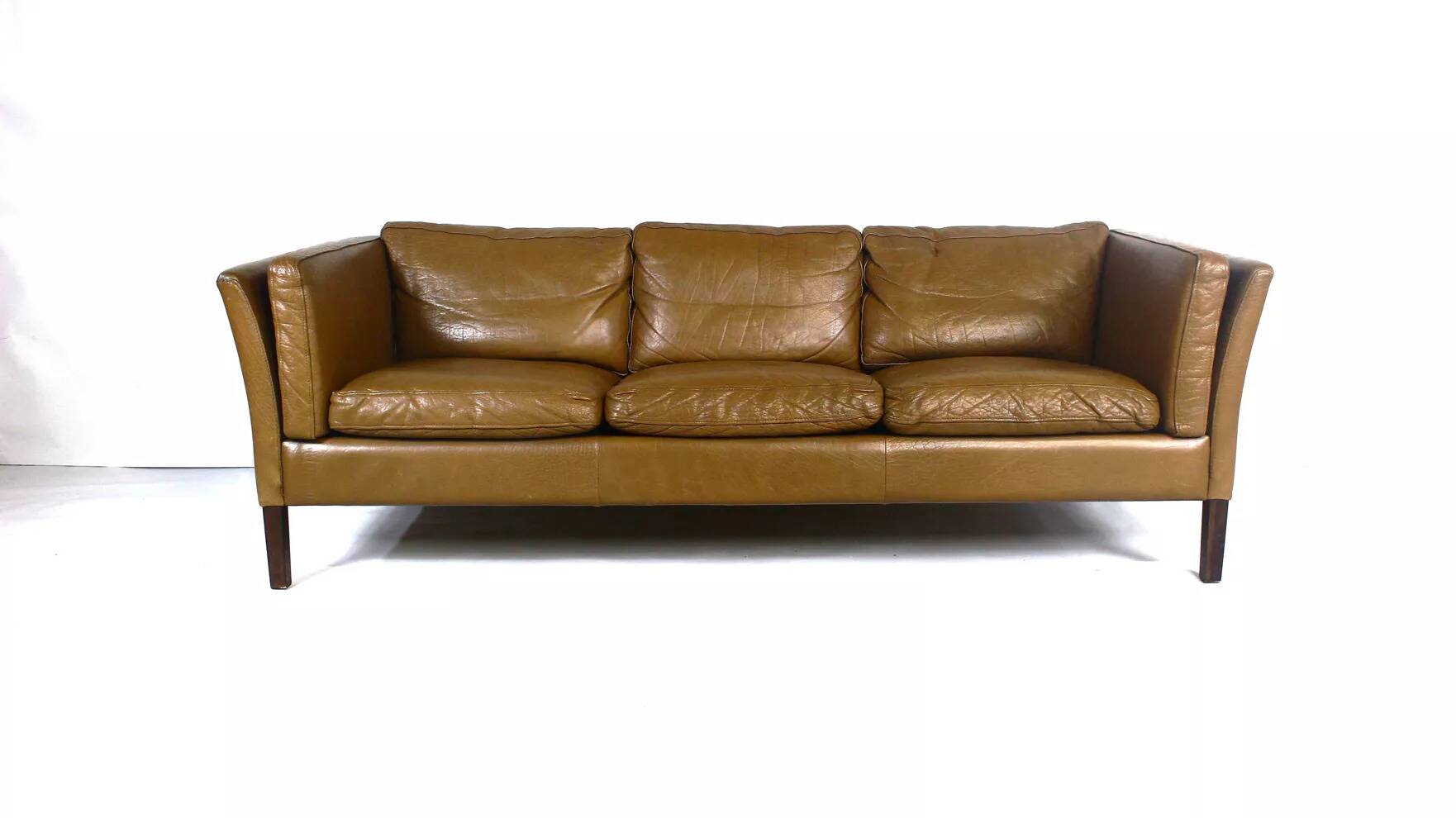 1970s brown leather sofa by Vejen Polstermøbelfabrik