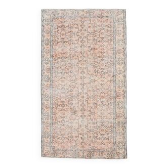4x8 peach pink handmade vintage rug, 143x248cm