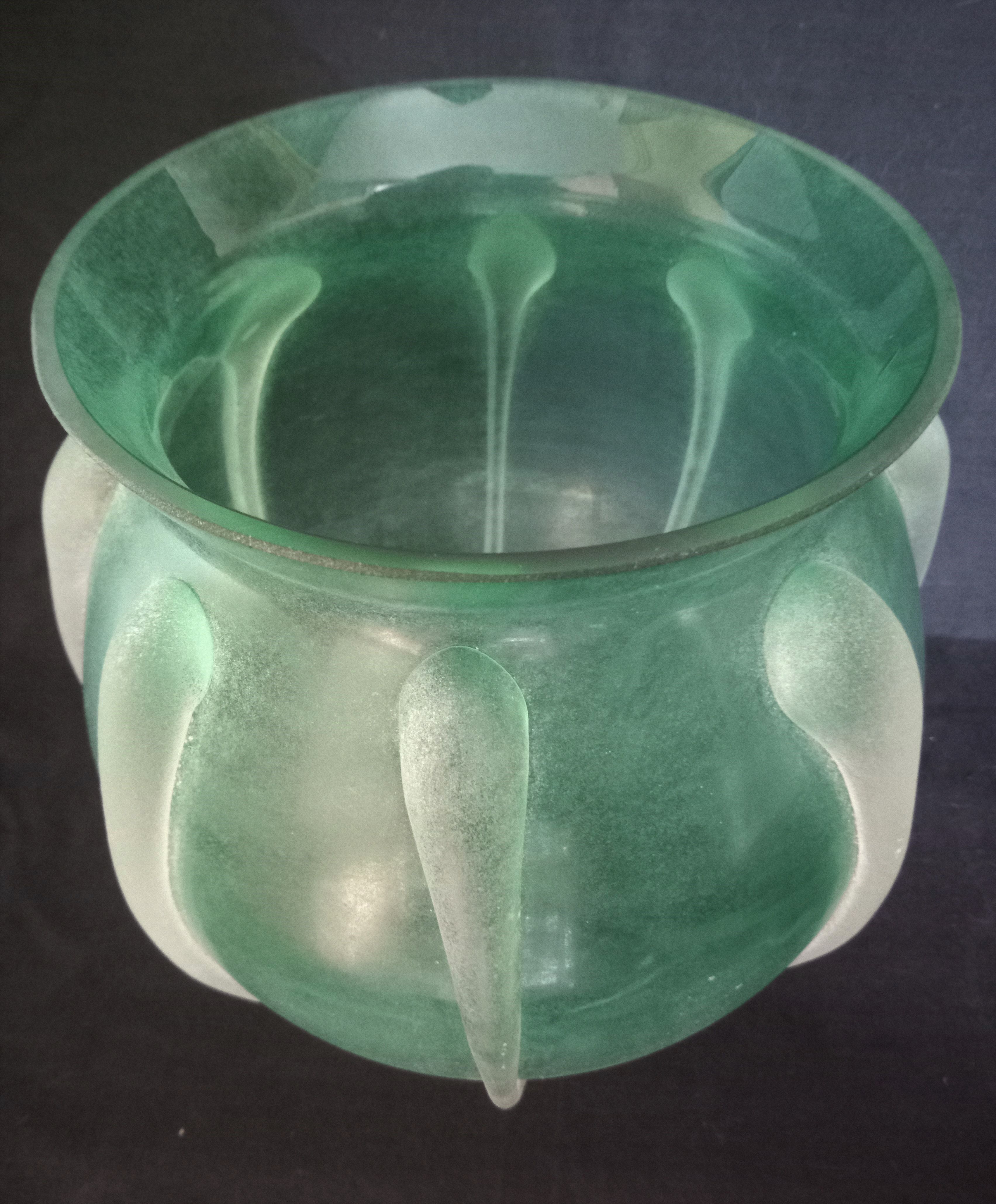 Vase in mint green glass paste, very decorative