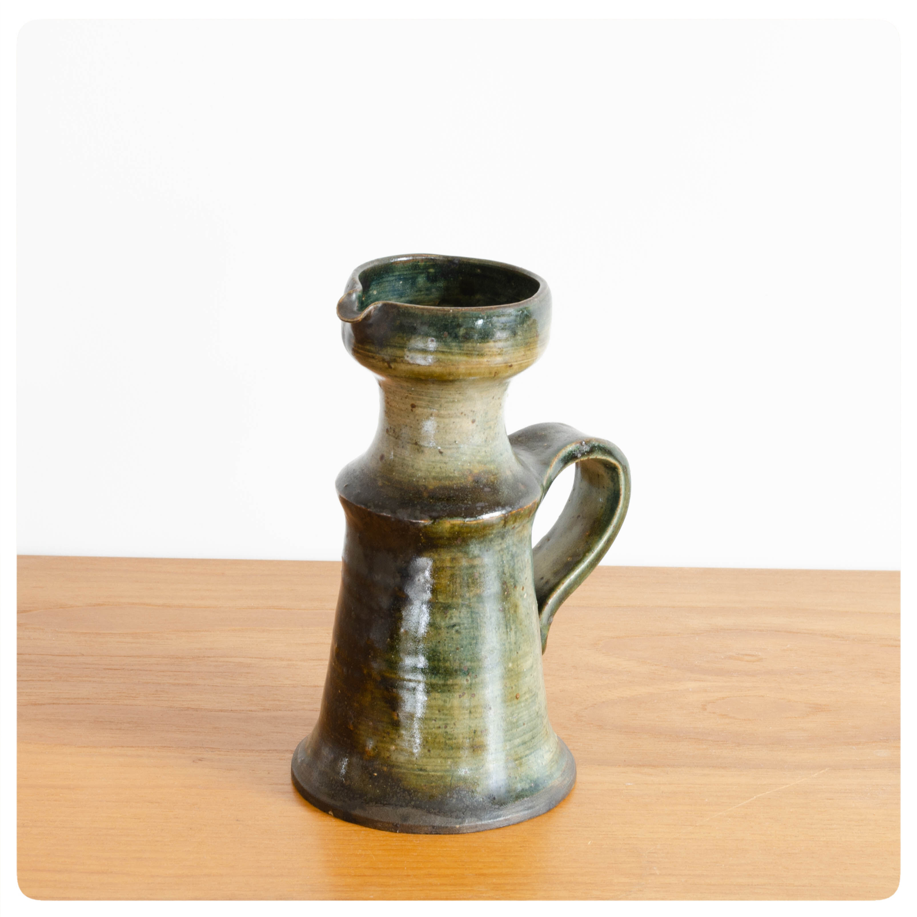 Enamelled sandstone pitcher by Francoise Chedeville - France - Circa 1960.