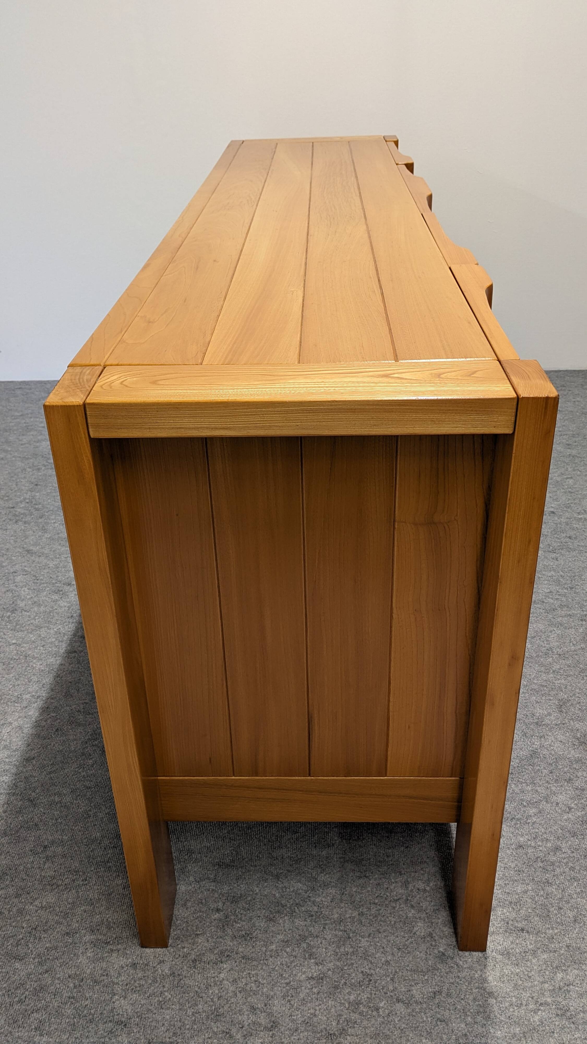 Solid elm sideboard, Maison Regain, France, circa 1970