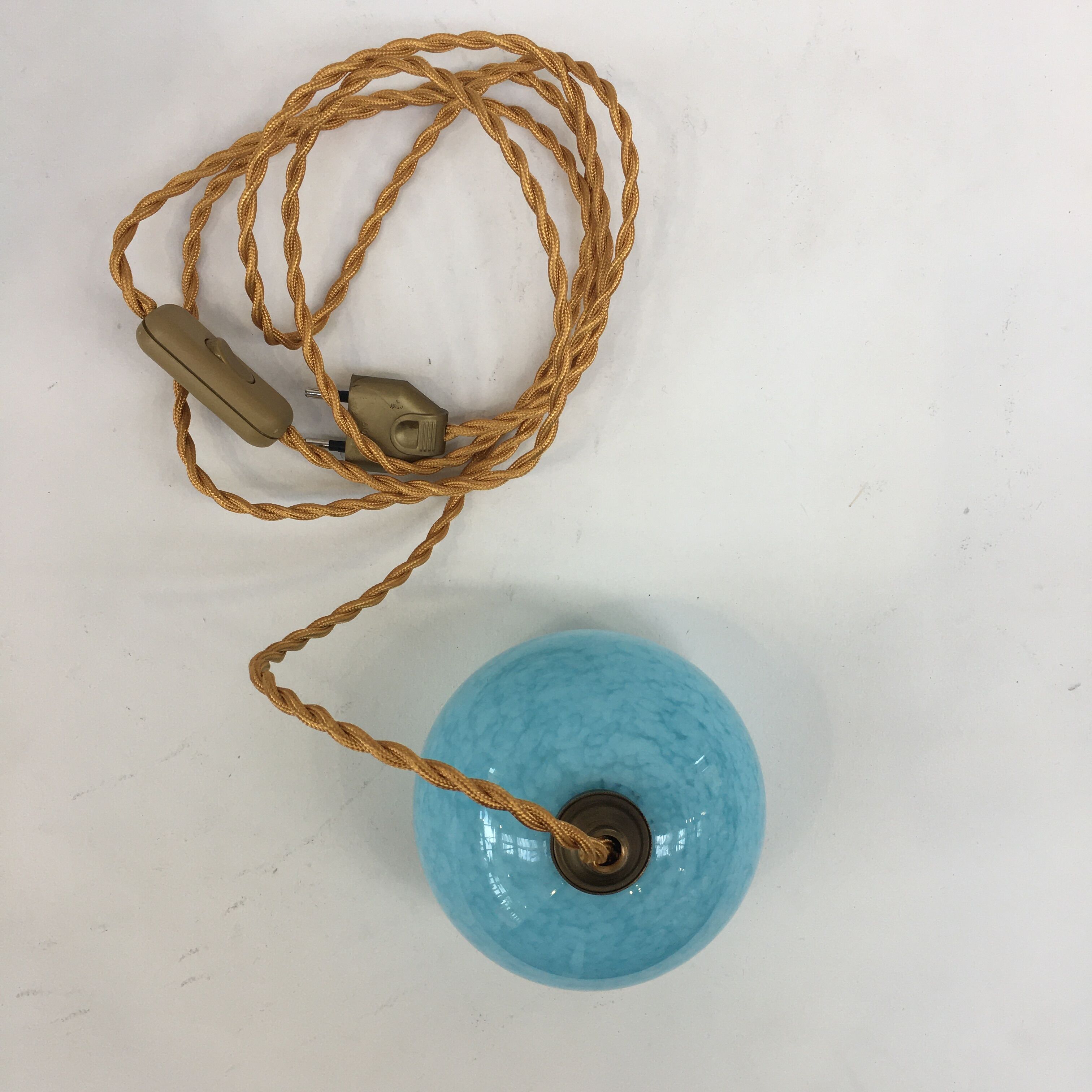 Pair of hanging lamps balls of blue Clichy