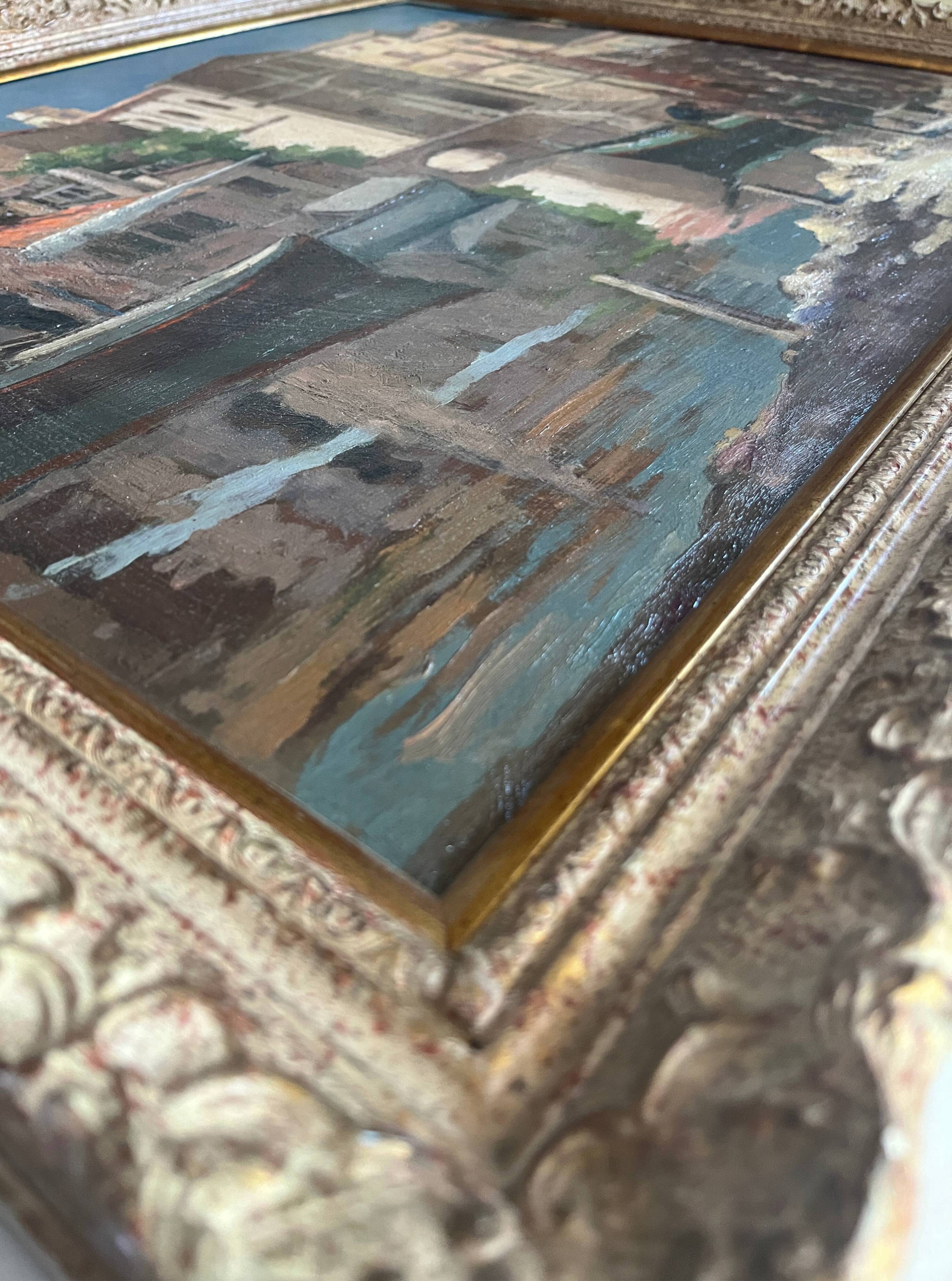 Painting hsp pierre mandonnet (1891-1970) "the mirror with birds - martigues