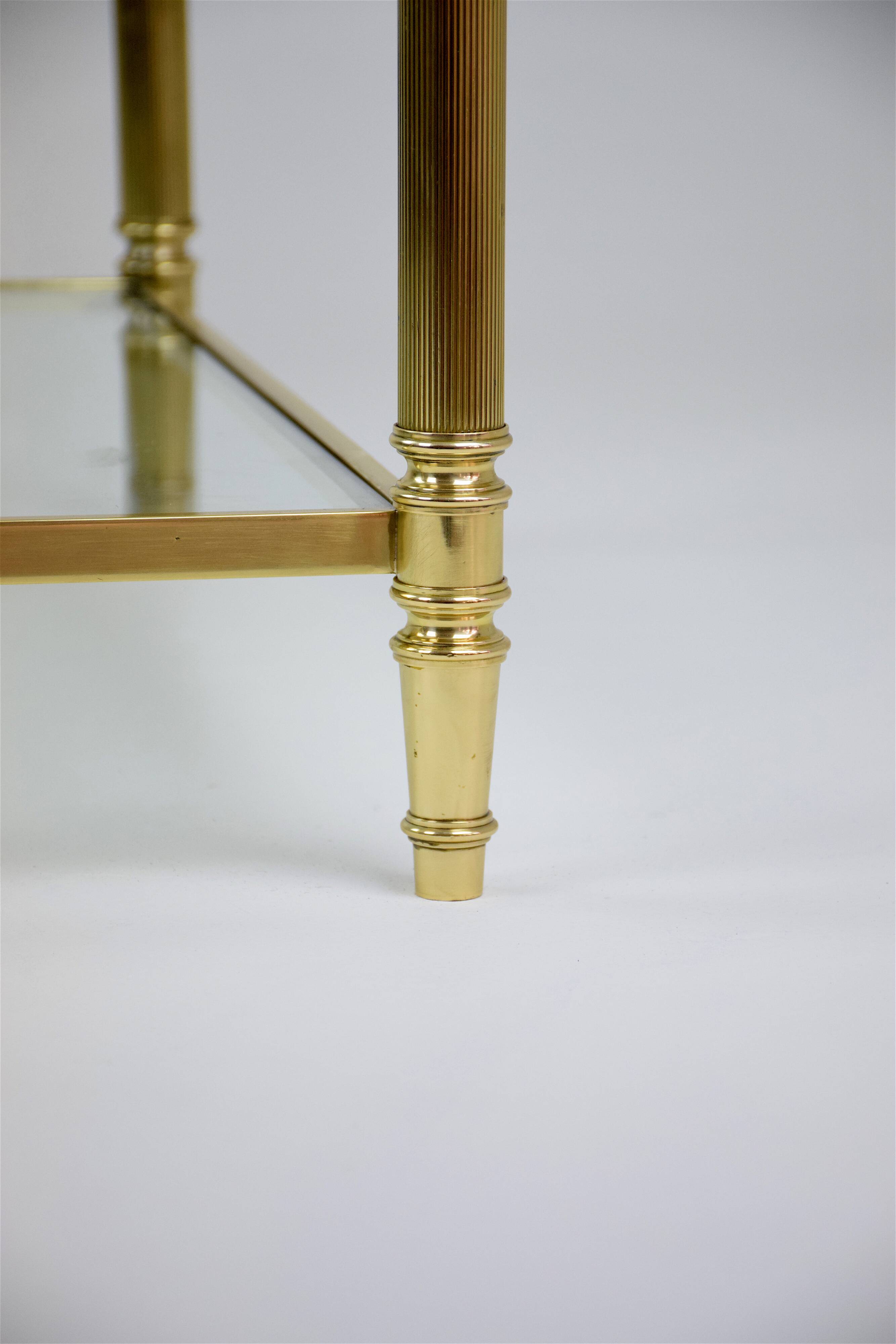 Vintage Coffee Table in Massive Brass and 70s Glass