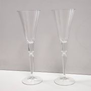 Pair of Vintage Transparent Crystal Flutes attributed to Baccarat