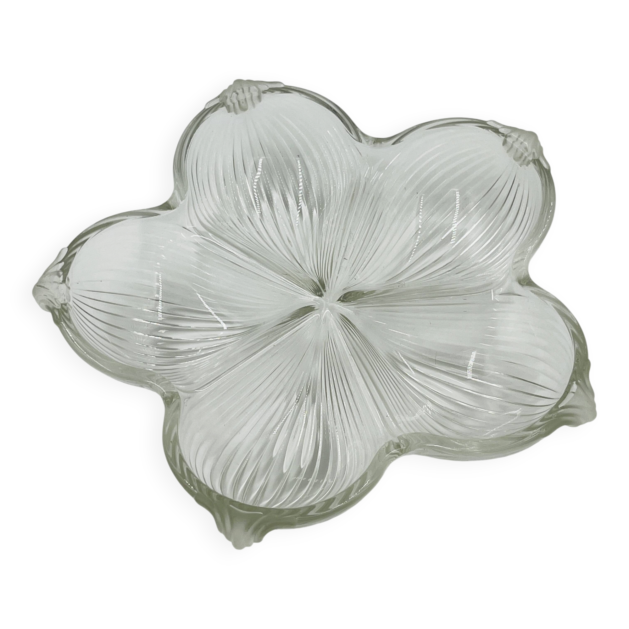 Plat en verre moulé fleur Art déco