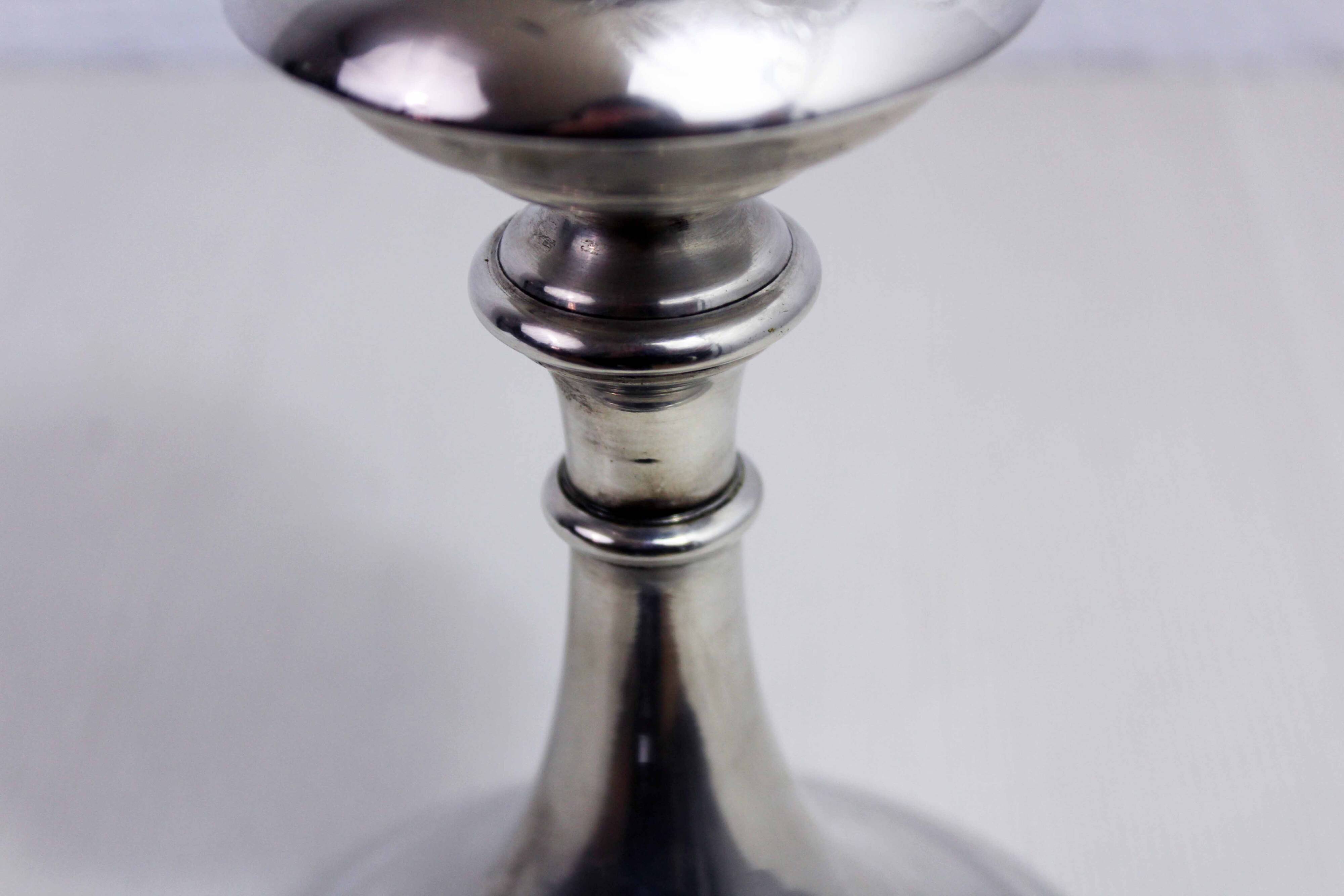 Silver metal candle holder