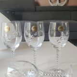 Lot of 4 large red wine glasses. Fleury cut Epi/Crystal Arques 24.5cl