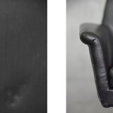 Black leather swivel armchair by Ire Möbel AB, 1960