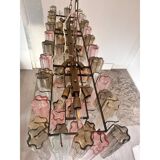 Contemporary Huge Rectangular "Tronchi" Murano Glass Burnished Chandelier