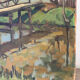 La Passerelle, huile sur toile signé