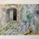 Watercolor "Les Fenestrons" signed and framed vintage
