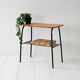 Vintage Scandinavian pine and metal side table