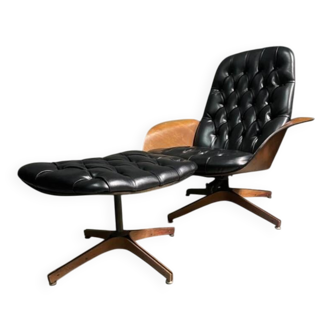 Iconic "Mr. Chair" Armchair & Ottoman – George Mulhauser for Plycra