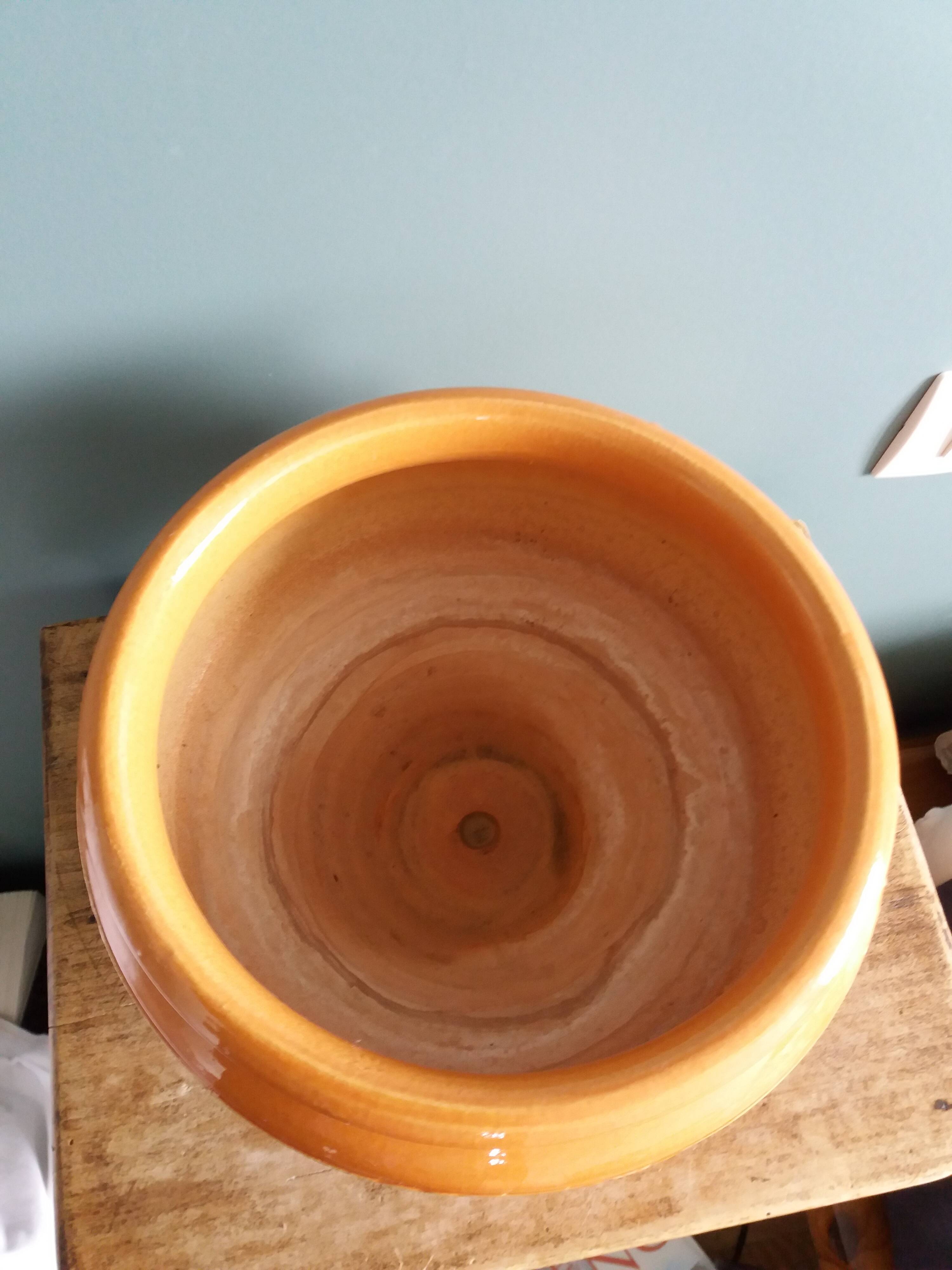 Cache pot, pot de fleurs, jardinière en terre cuite émaillée