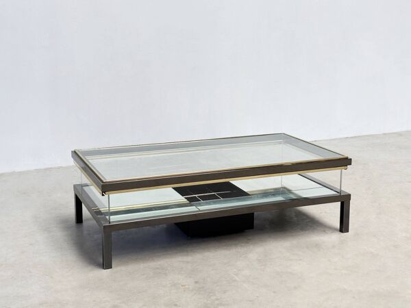 Table basse coulissante avec porte-bouteille attribuée à Maison Jansen