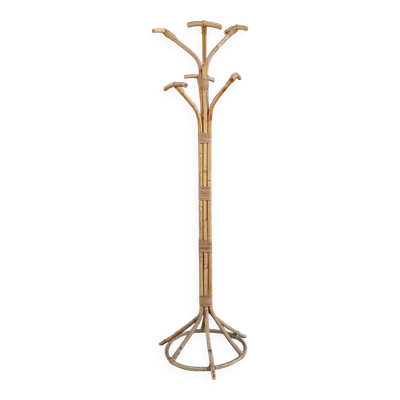 Portemanteau perroquet en rotin et bambou