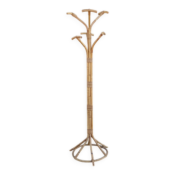 Coat rack parrot in rattan and bamboo