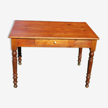 Table de ferme ancienne en sapin avec un tiroir