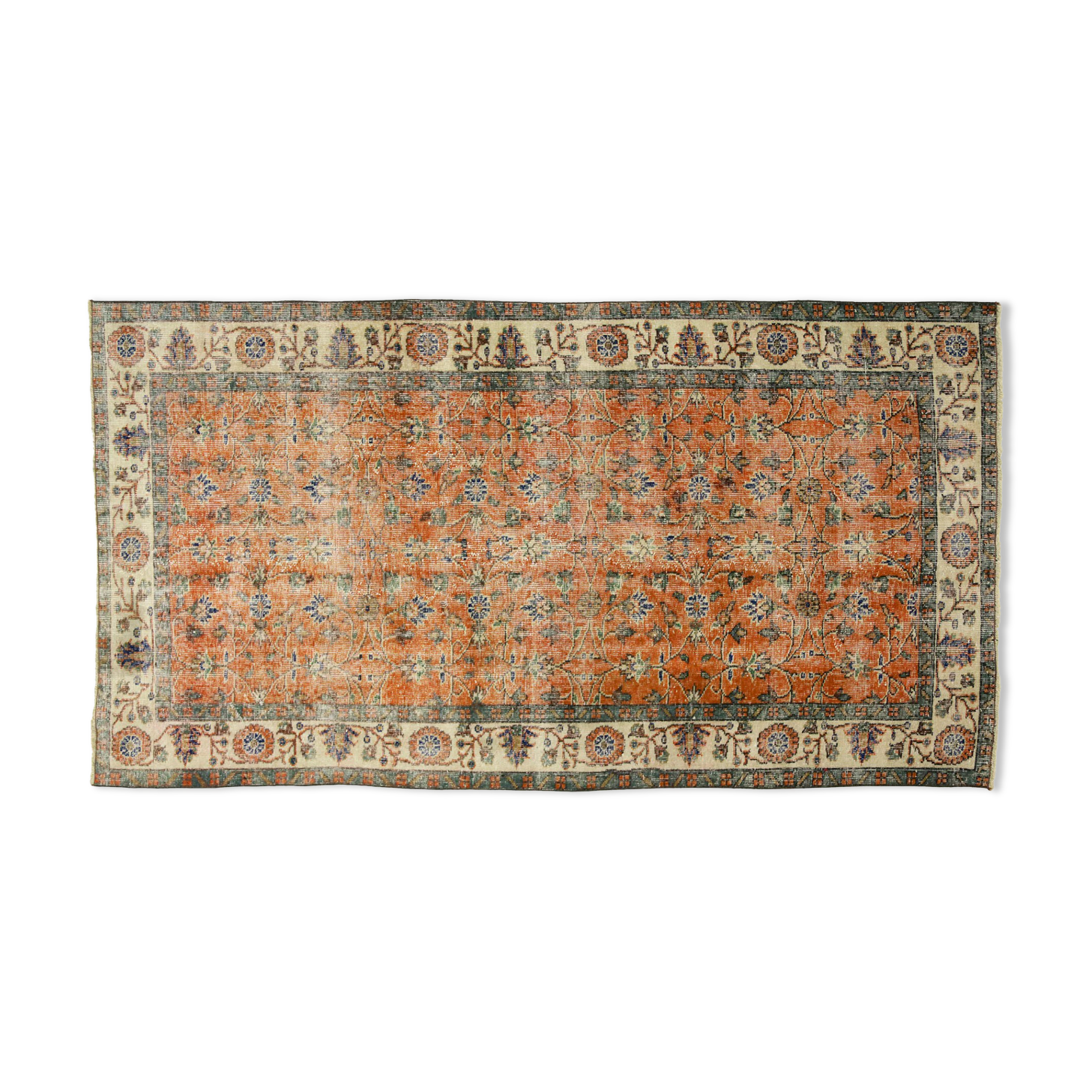 Anatolian handmade vintage rug 240 cm x 138 cm