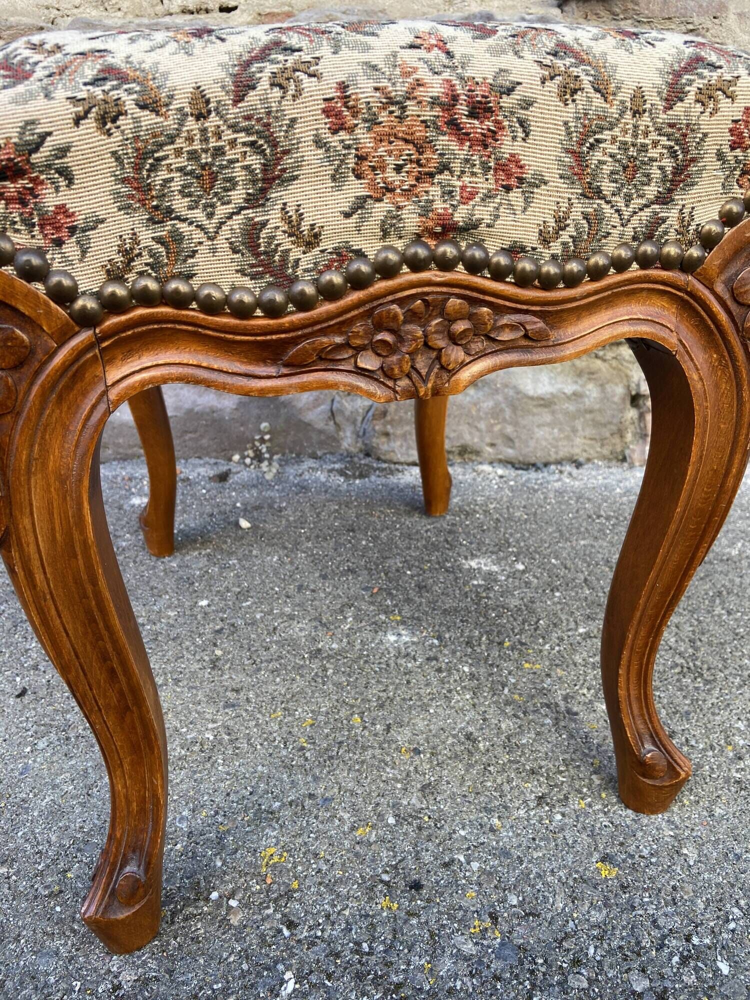 antique Louis XV Rocaille Rococo French vintage ottoman stool footstools