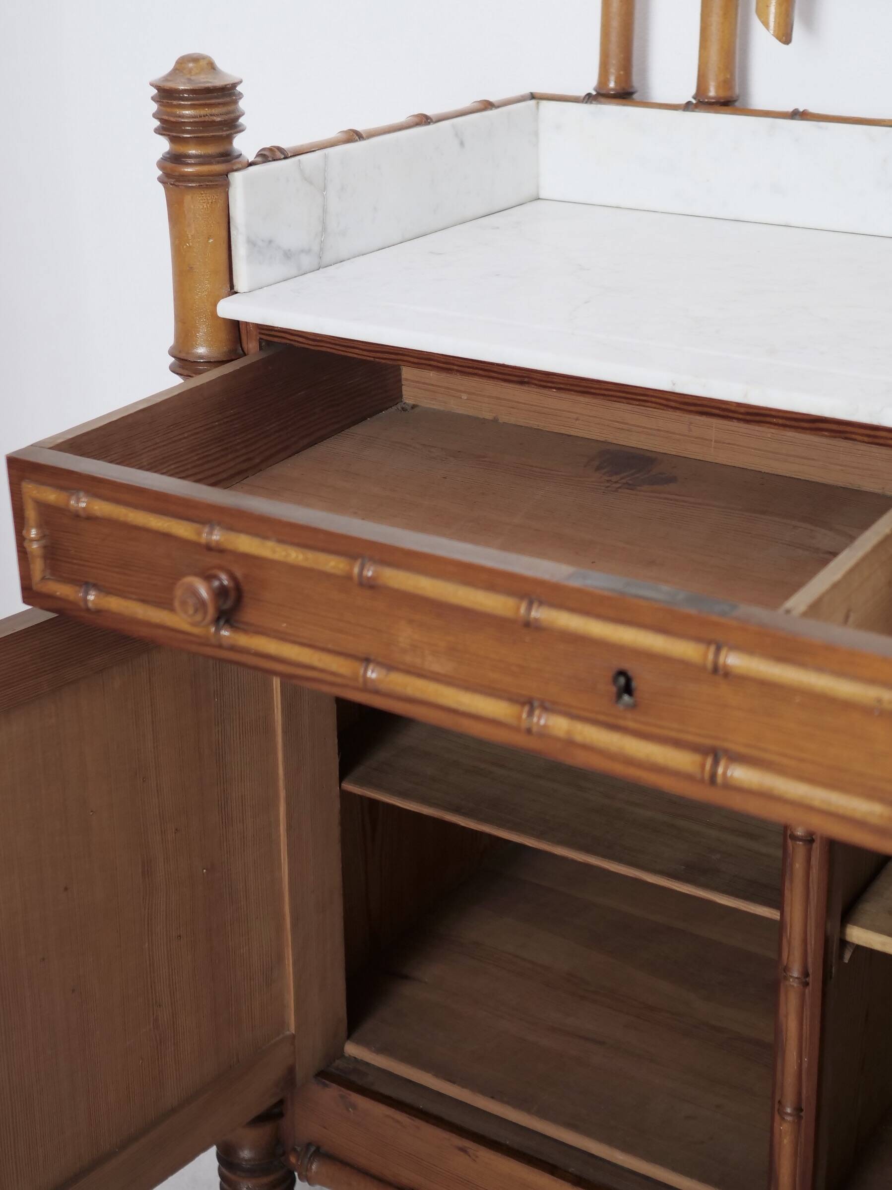 Late 19th century faux bamboo chest of drawers in pine