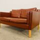 Vintage danish mid century stouby dark cognac leather 2 seater sofa