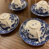 Japanese tea set cherry blossom blue fine porcelain