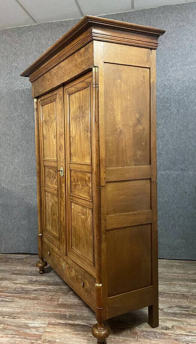 Empire period wardrobe in elm in blond oak circa 1810