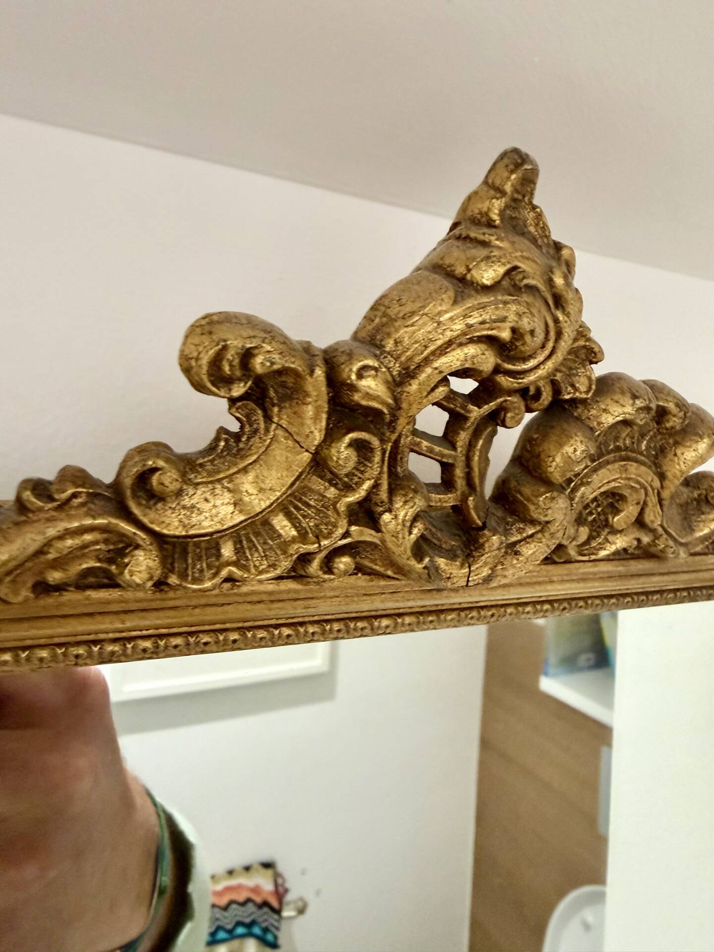Small gilded rococo mirror antique