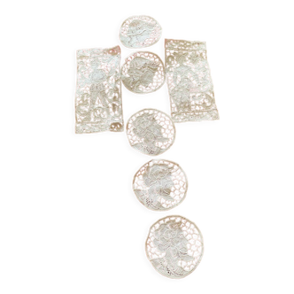 Set of coasters and decoration of aperitif tray