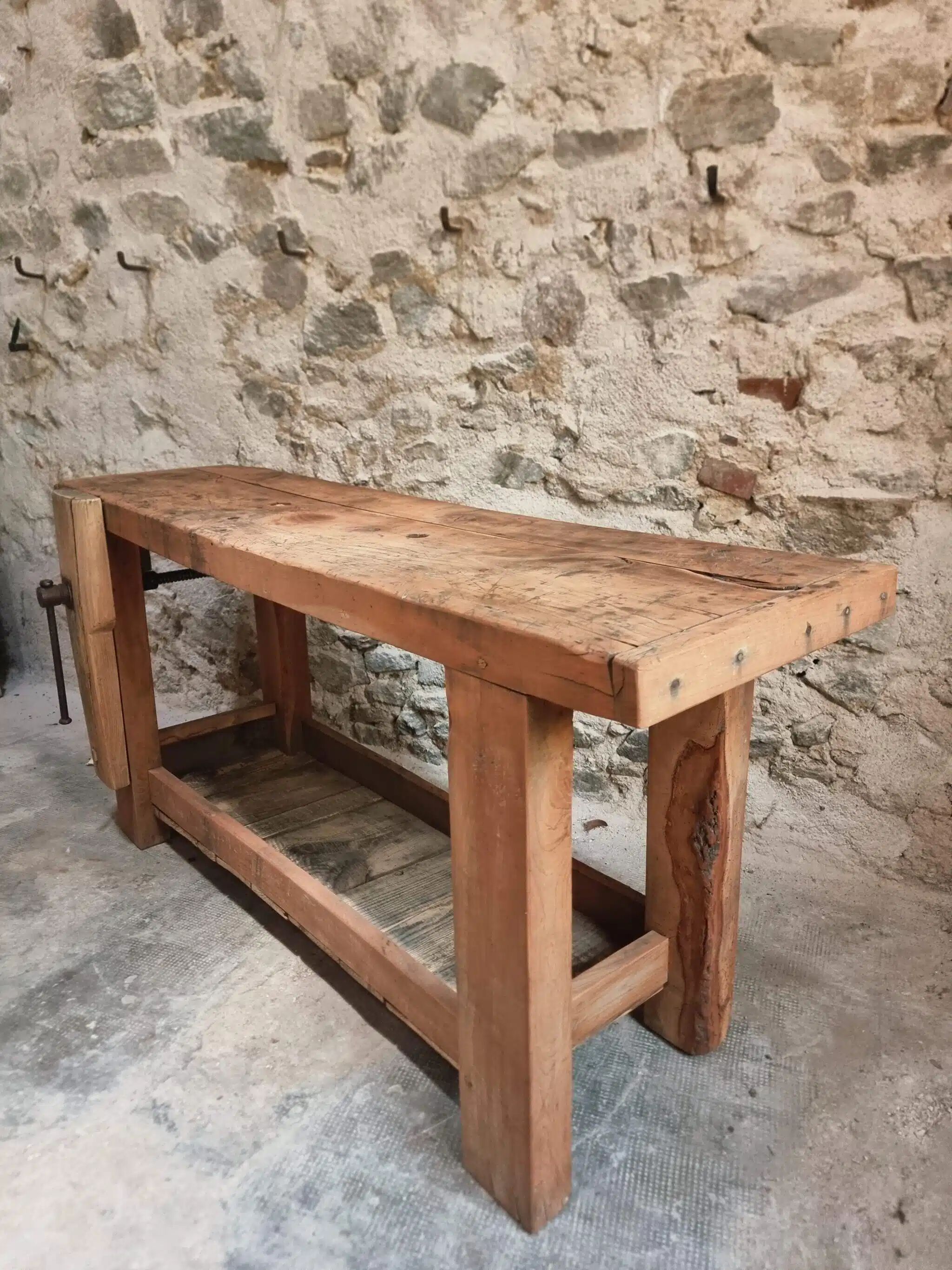 Rustic old workbench, carpenter's bench, console, washbasin unit, around 1900.