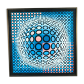 Tableau / sérigraphie vintage 70's d'après Victor Vasarely sous verre encadrée