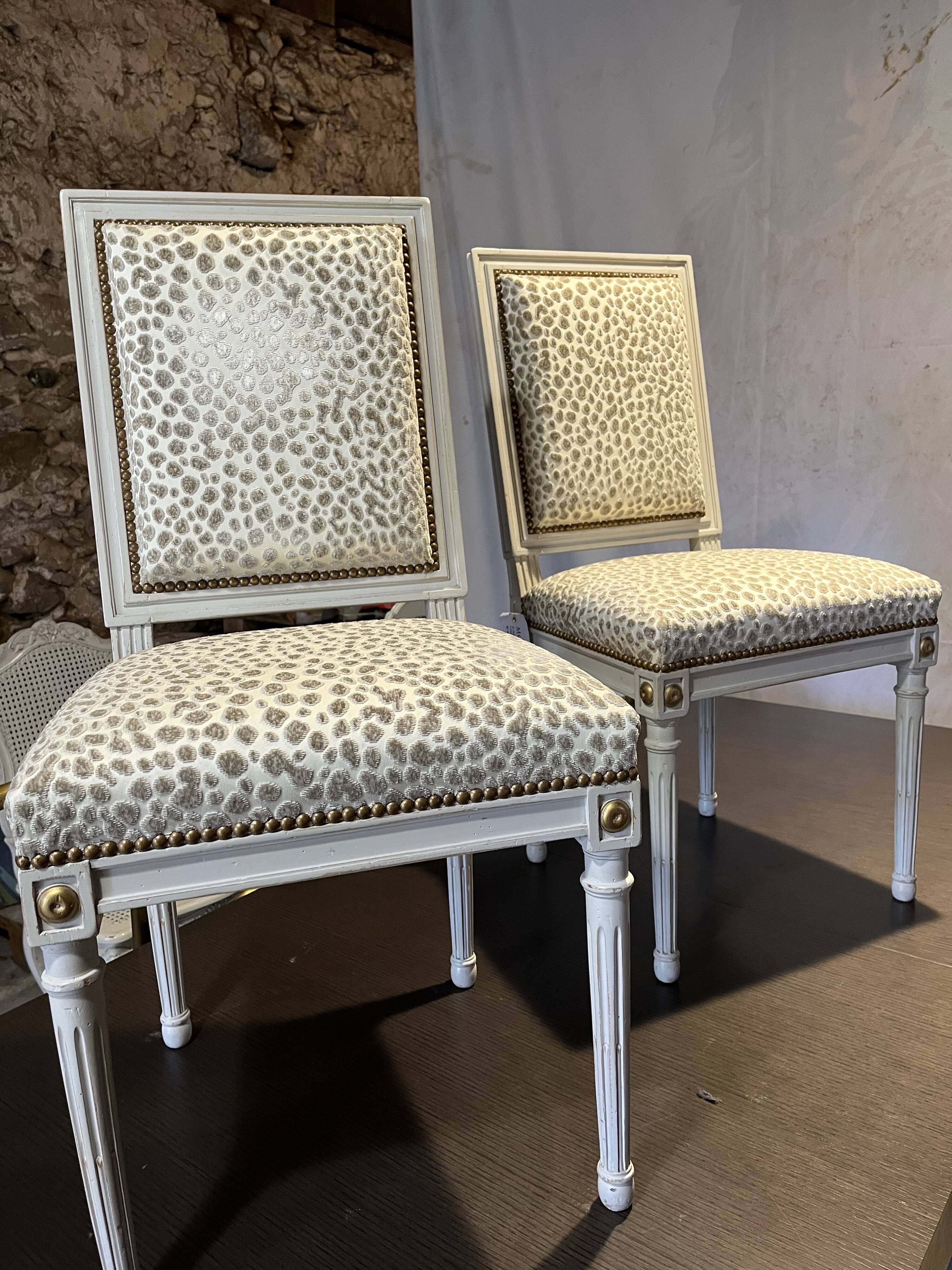 Pair of Louis XVI Jacob chairs. New. Production Harvester