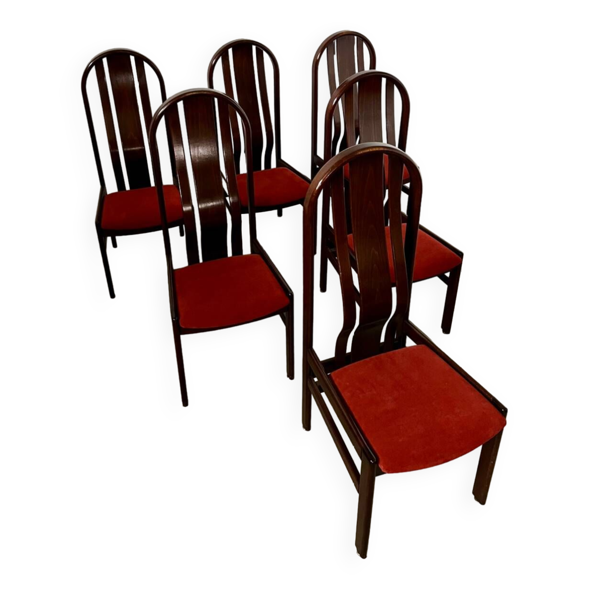 Lot 6 anciennes chaises en bois courbé design italien des années 70 vintage