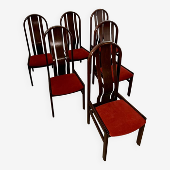 Lot 6 anciennes chaises en bois courbé design italien des années 70 vintage