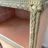 60s pink and gold Lloyd loom bedside table