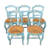 Set of 5 painted mulched chairs